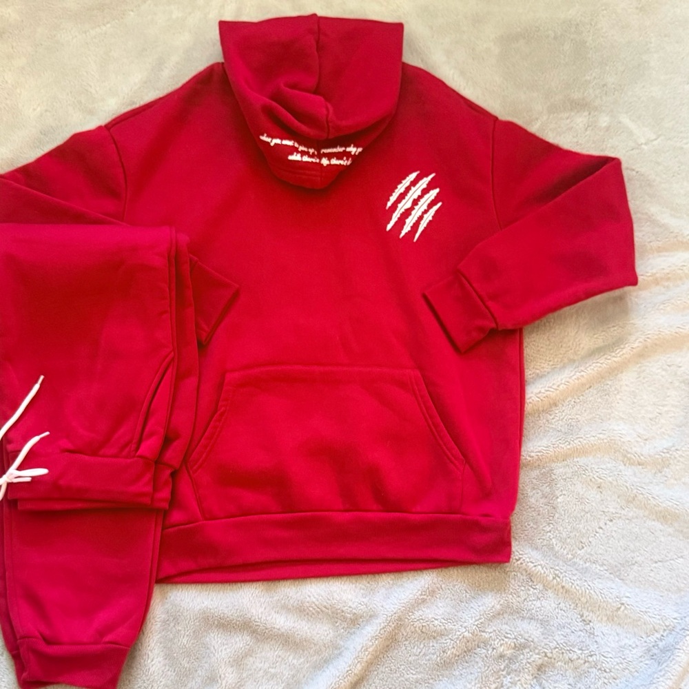 Manfinity Red Hoodie Fleece And jogger set